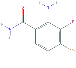 Chemical structure of 2-Amino-4-bromo-3-fluoro-5-iodobenzamide