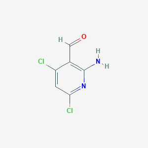Chemical structure of 2-Amino-4,6-dichloronicotinaldehyde