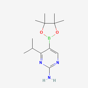 Chemical structure of 2-Amino-4-(iso-propyl)pyrimidine-5-boronic acid pinacol ester