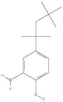 Chemical structure of 2-amino-4-(2,4,4-trimethylpentan-2-yl)phenol