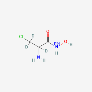 Chemical structure of 2-Amino-3-chloro-N-hydroxy-propanamide-15N,d3