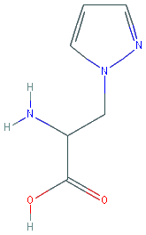 Chemical structure of 2-Amino-3-(1-pyrazolyl)propanoic Acid