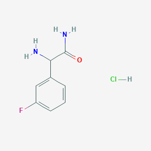 Chemical structure of 2-Amino-2-(3-fluorophenyl)acetamide hydrochloride