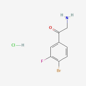 Chemical structure of 2-Amino-1-(4-bromo-3-fluorophenyl)ethanone hydrochloride