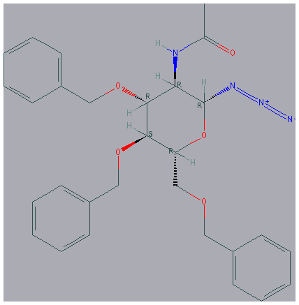 Chemical structure of 2-Acetamido-3,4,6-tri-O-benzyl-2-deoxy-β-D-glucopyranosyl Azide