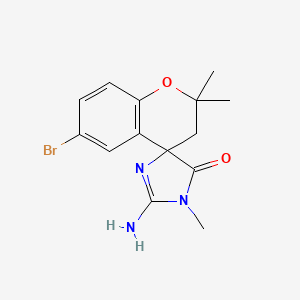 Chemical structure of 2′-amino-6-bromo-1′,2,2-trimethylspiro[chroman-4,4′-imidazol]-5′(1′H)-one