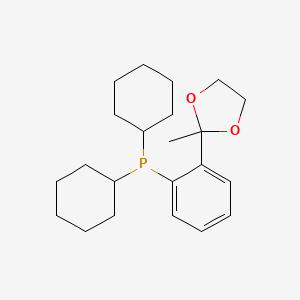 Chemical structure of 2′-(Dicyclohexylphosphino)acetophenone ethylene ketal