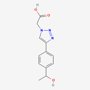 Chemical structure of 2-{4-[4-(1-hydroxyethyl)phenyl]-1H-1,2,3-triazol-1-yl}acetic acid