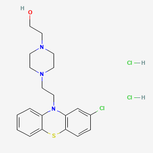 Chemical structure of 2-{4-[2-(2-Chloro-phenothiazin-10-yl)-ethyl]-piperazino}-ethanol dihydrochloride
