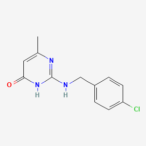 Chemical structure of 2-{[(4-chlorophenyl)methyl]amino}-6-methyl-3,4-dihydropyrimidin-4-one