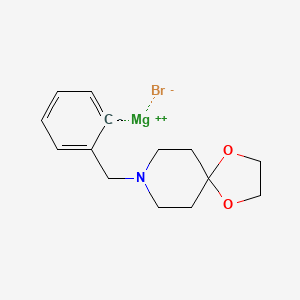 Chemical structure of 2-[8-(1,4-Dioxa-8-azaspiro[4.5]decyl)methyl]phenylmagnesium bromide