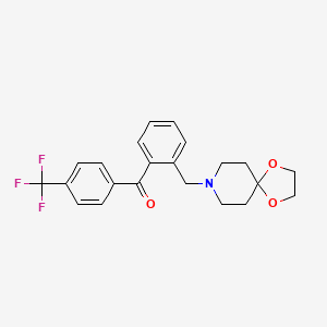 Chemical structure of 2-[8-(1,4-dioxa-8-azaspiro[4.5]decyl)methyl]-4'-trifluorobenzophenone