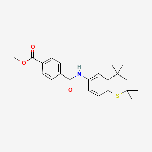 Chemical structure of 2-[8-(1,4-dioxa-8-azaspiro[4.5]decyl)methyl]-4'-thiomethyl benzophenone