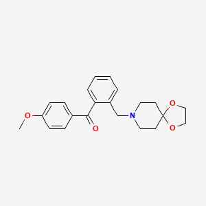 Chemical structure of 2-[8-(1,4-dioxa-8-azaspiro[4.5]decyl)methyl]-4'-methoxy benzophenone