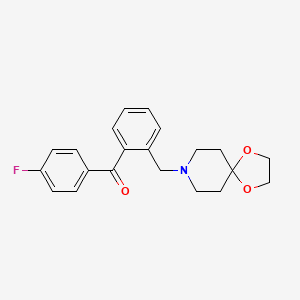 Chemical structure of 2-[8-(1,4-Dioxa-8-azaspiro[4.5]decyl)methyl]-4'-fluorobenzophenone