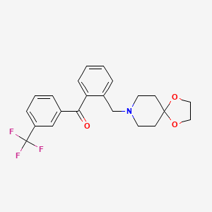 Chemical structure of 2-[8-(1,4-dioxa-8-azaspiro[4.5]decyl)methyl]-3'-trifluorobenzophenone