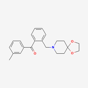 Chemical structure of 2-[8-(1,4-dioxa-8-azaspiro[4.5]decyl)methyl]-3'-methyl benzophenone
