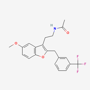 Chemical structure of 2'-[8-(1,4-dioxa-8-azaspiro[4.5]decyl)methyl]-3,4,5-trifluorobenzophenone