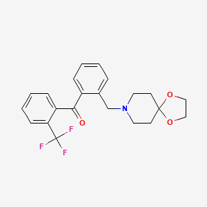 Chemical structure of 2-[8-(1,4-dioxa-8-azaspiro[4.5]decyl)methyl]-2'-trifluorobenzophenone