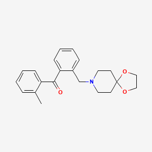 Chemical structure of 2-[8-(1,4-dioxa-8-azaspiro[4.5]decyl)methyl]-2'-methyl benzophenone