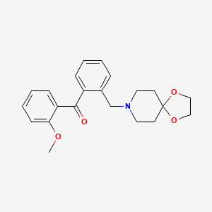 Chemical structure of 2-[8-(1,4-dioxa-8-azaspiro[4.5]decyl)methyl]-2'-methoxy benzophenone
