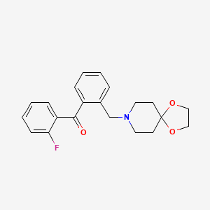 Chemical structure of 2-[8-(1,4-dioxa-8-azaspiro[4.5]decyl)methyl]-2'-fluorobenzophenone