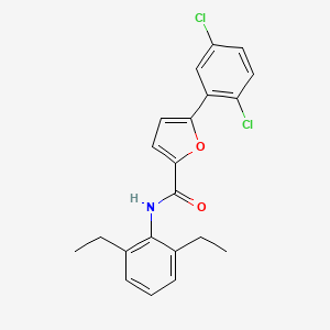 Chemical structure of 2-[6-Chloro-4-(4-chlorophenyl)-2-methyl-3-quinolinyl]pentanoic acid