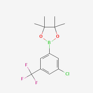 Chemical structure of 2-[4-chloro-2-(trifluoromethyl)phenyl]-4,4,5,5-tetramethyl-1,3,2-dioxaborolane