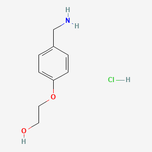 Chemical structure of 2-[4-(Aminomethyl)phenoxy]ethan-1-ol hydrochloride