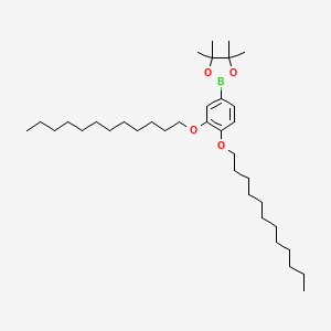 Chemical structure of 2-[3,4-Bis(dodecyloxy)phenyl]-4,4,5,5-tetramethyl-1,3,2-dioxaborolane