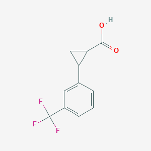Chemical structure of 2-[3-(Trifluoromethyl)phenyl]cyclopropane-1-carboxylic acid