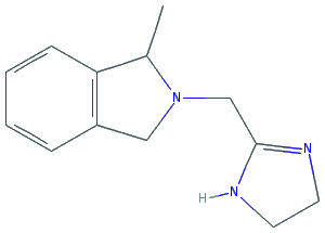 Chemical structure of 2-[2H-(1-Methyl-1,3-dihydroisoindole)methyl]-4,5-dihydroimidazole maleate salt