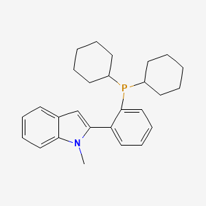 Chemical structure of 2-[2-(Dicyclohexylphosphino)phenyl]-1-methyl-1H-indole