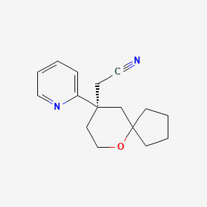 Chemical structure of 2-[(9R)-9-(Pyridin-2-Yl)-6-Oxaspiro[4.5]Decan-9-Yl]Acetonitrile