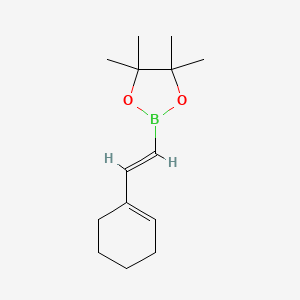 Chemical structure of 2-[(1E)-2-(1-Cyclohexen-1-yl)ethenyl]-4,4,5,5-tetramethyl-1,3,2-dioxaborolane