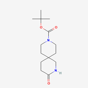 Chemical structure of Tert-butyl 3-oxo-2,9-diazaspiro(5.5)undecane-9-carboxylate