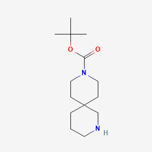 Chemical structure of tert-Butyl 2,9-diazaspiro(5.5)undecane-9-carboxylate