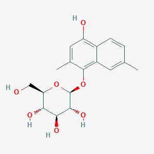 Chemical structure of 2,7-Dimethyl-1,4-dihydroxynaphthalene 1-O-glucoside