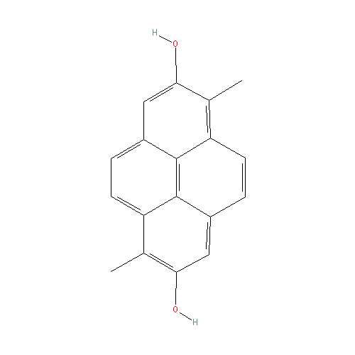 Chemical structure of 2,7-Dihydroxy-1,6-dimethylpyrene