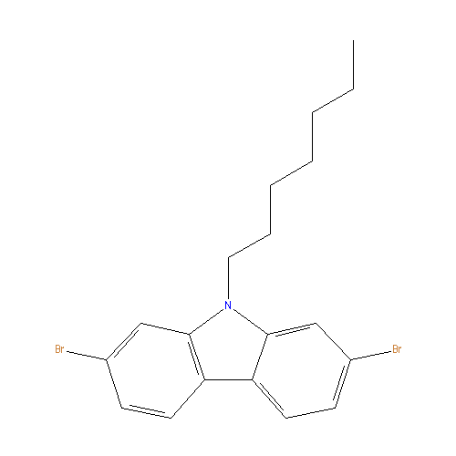 Chemical structure of 2,7-Dibromo-9-heptyl-9H-carbazole