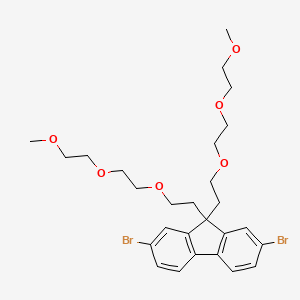 Chemical structure of 2,7-Dibromo-9,9-bis(2-(2-(2-methoxyethoxy)ethoxy)ethyl)-9H-fluorene