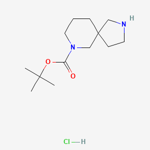 Chemical structure of 2,7-DIAZASPIRO[4.5]DECANE-7-CARBOXYLIC ACID, 1,1-DIMETHYLETHYL ESTER, HCL
