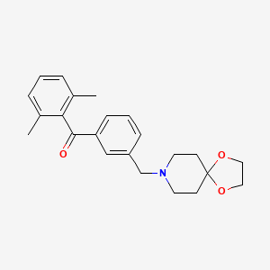 Chemical structure of 2,6-dimethyl-3'-[8-(1,4-dioxa-8-azaspiro[4.5]decyl)methyl]benzophenone