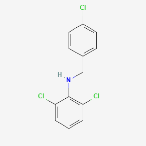 Chemical structure of 2,6-dichloro-N-[(4-chlorophenyl)methyl]aniline