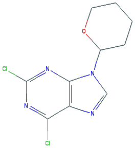 Chemical structure of 2,6-Dichloro-9-(tetrahydro-2H-pyran-2-yl)-9H-purine