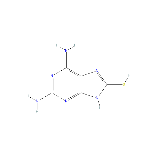 Chemical structure of 2,6-Diamino-9H-purine-8-thiol