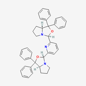 Chemical structure of 2,6-Bis[(2S,5S)-4,4-diphenyl-1-aza-3-oxabicyclo[3.3.0]octan-2-yl]pyridine