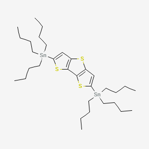 Chemical structure of 2,6-bis(tri-n-butylstannyl)dithieno[3,2-b:2',3'-d]thiophene(bistributyl tin DTT)