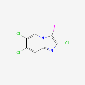 Chemical structure of 2,6,7-TRICHLORO-3-IODOIMIDAZO[1,2-A]PYRIDINE