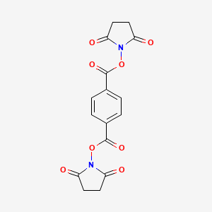 Chemical structure of 2,5-Pyrrolidinedione, 1,1'-[1,4-phenylenebis(carbonyloxy)]bis-